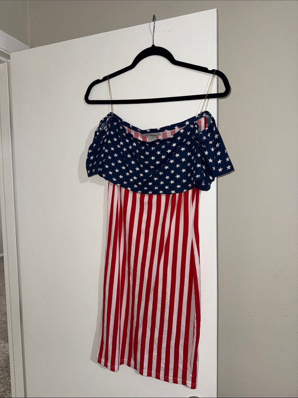 Charlotte Russe Red, White & Blue Off-Shoulder Mini Dress